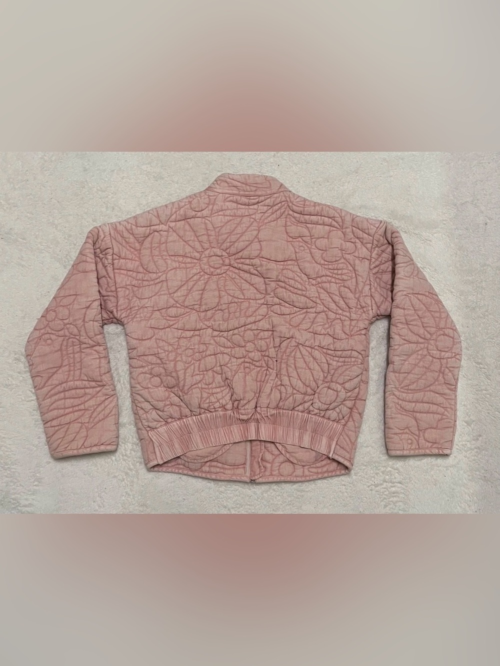 Anthropologie Floral Quilted Full Zip Jacket Coat Women’s Extra Small Dusty Pink - Picture 2 of 8